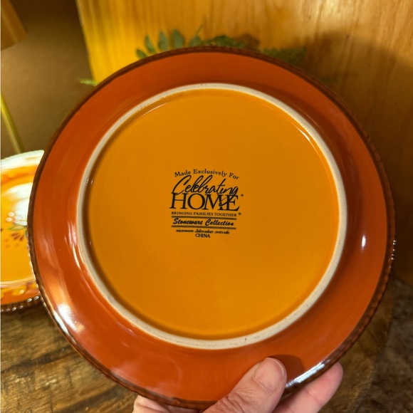 Celebrating Home Tuscan Stoneware Salad Plates, Set of 4, 8 Inch Round.